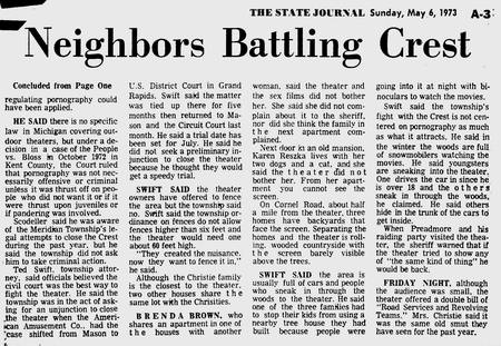 Crest Drive-In Theatre - Crest Article 5-6-73